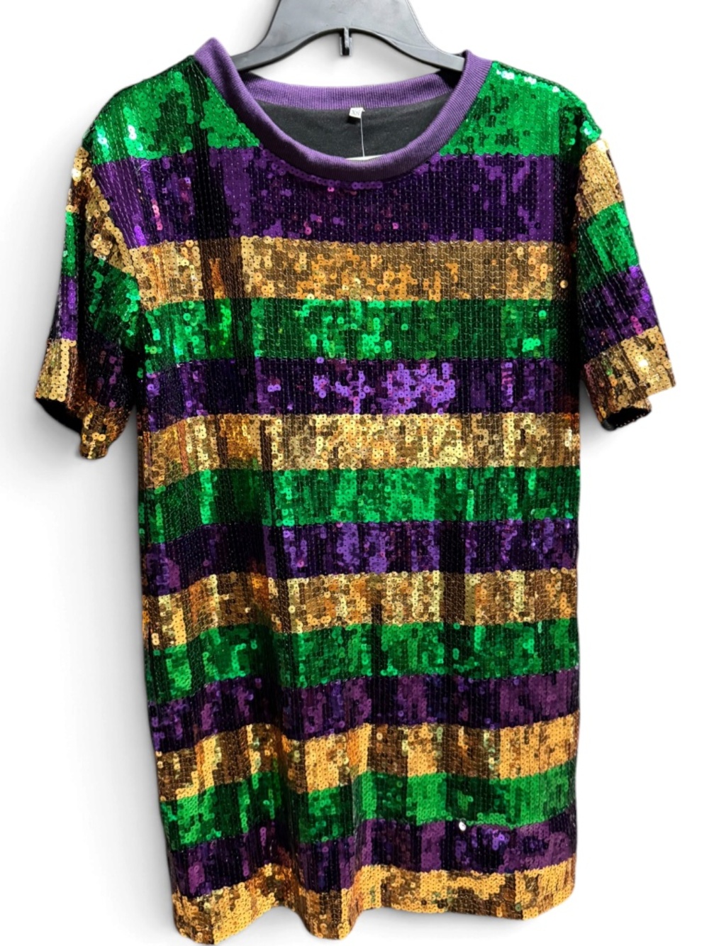 JM Boutique Mardi Gras Sequin Dress XS Purple Green Gold NOLA 2027